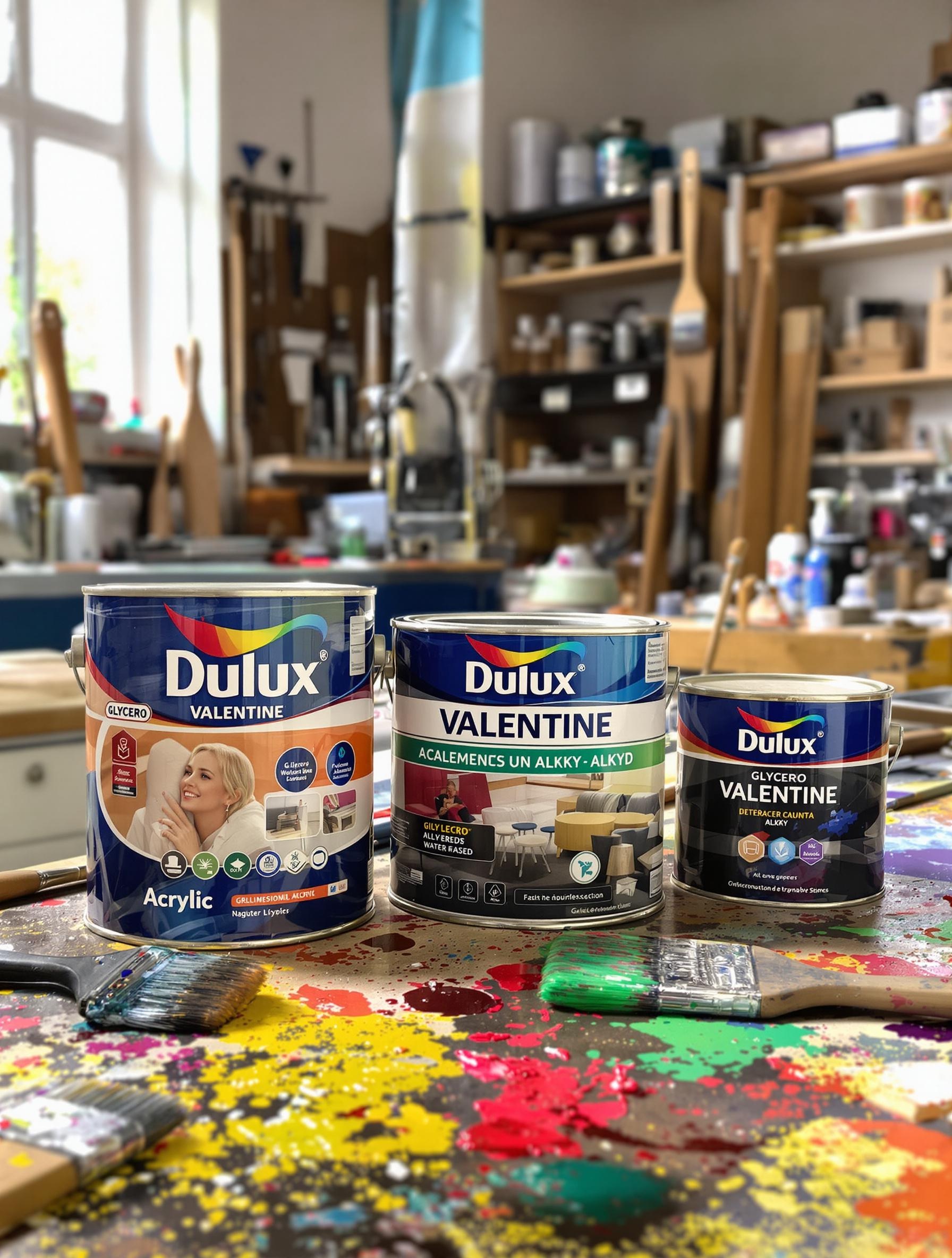 Pots de peinture Dulux Valentine avec différentes finitions et types