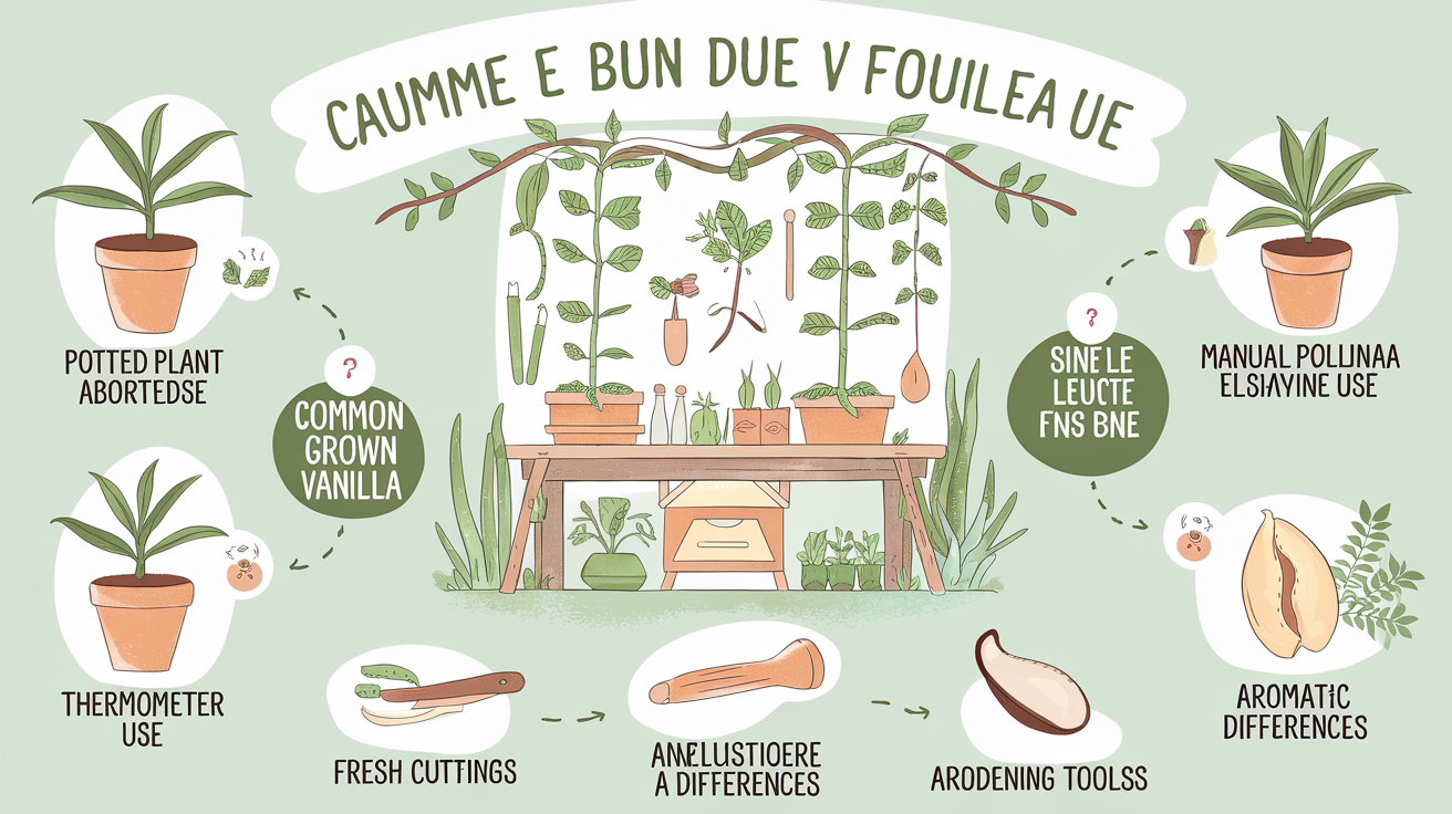 FAQ vanille maison illustrée : culture, bouture, gousse, pollinisation.