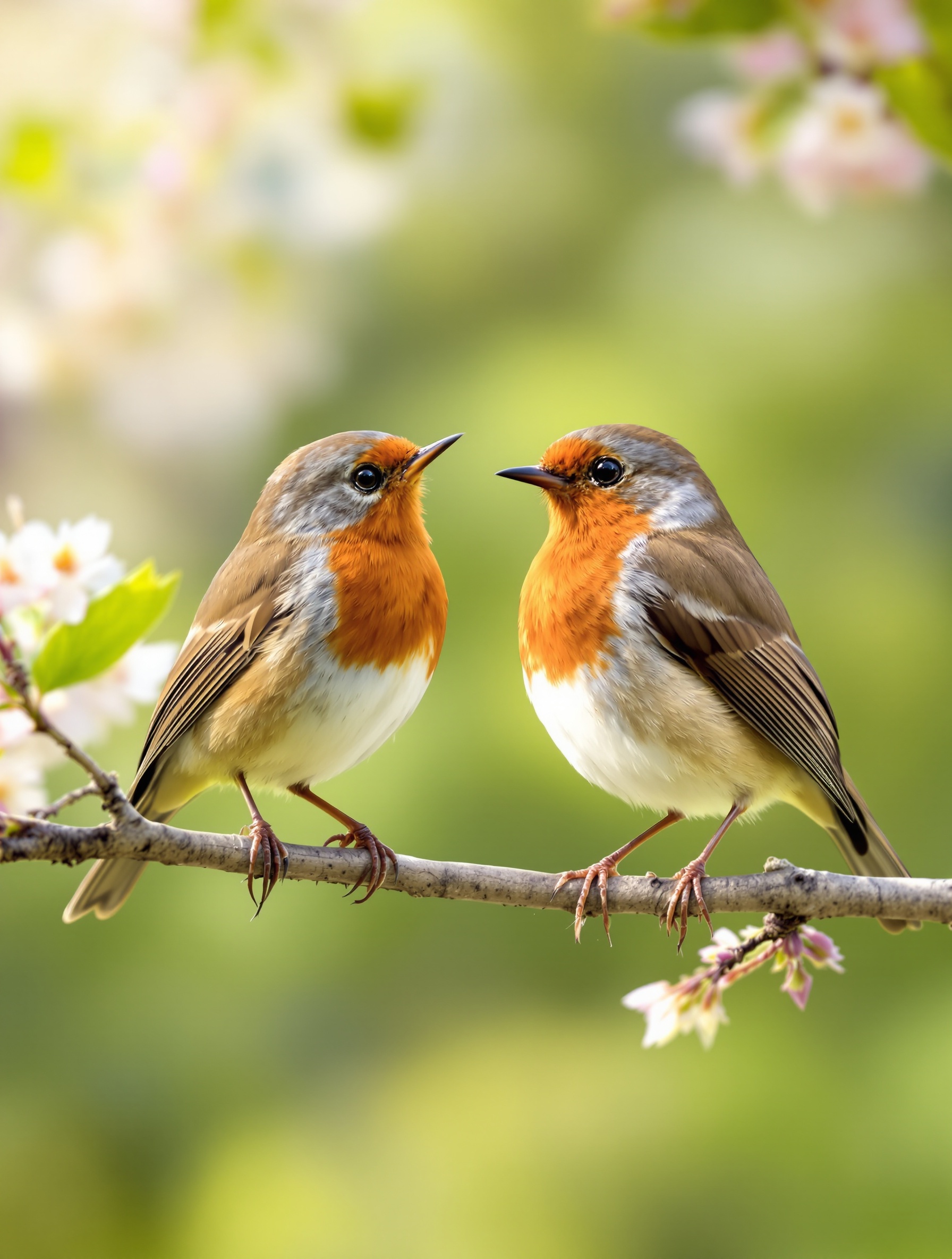 deux rouges-gorges ensemble rare jardin