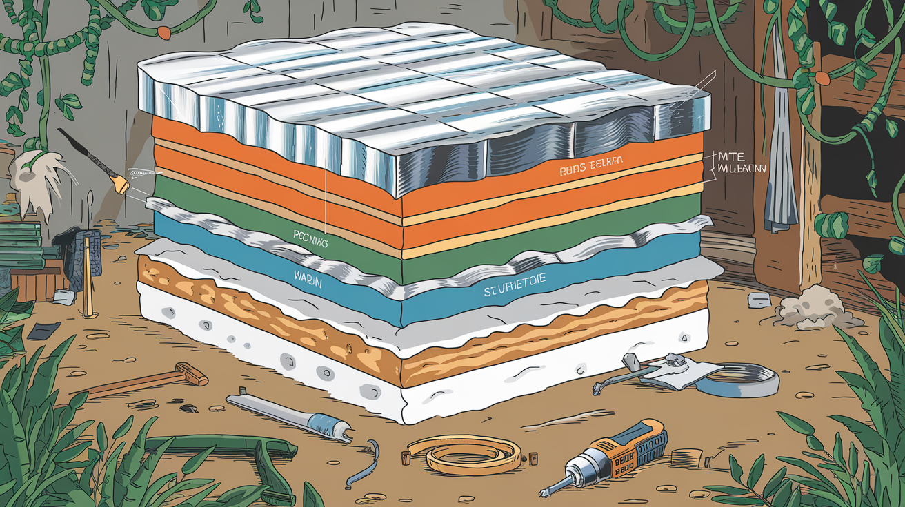 Schéma décalé coupe Triso Super 12 multicouche chantier bazar végétal