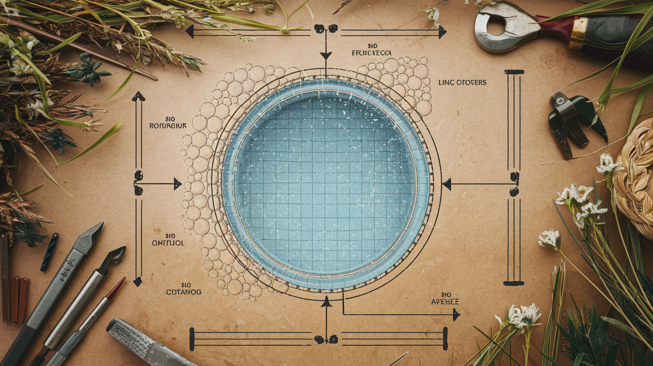 Schéma de découpe d'une bâche à bulle pour piscine avec marges