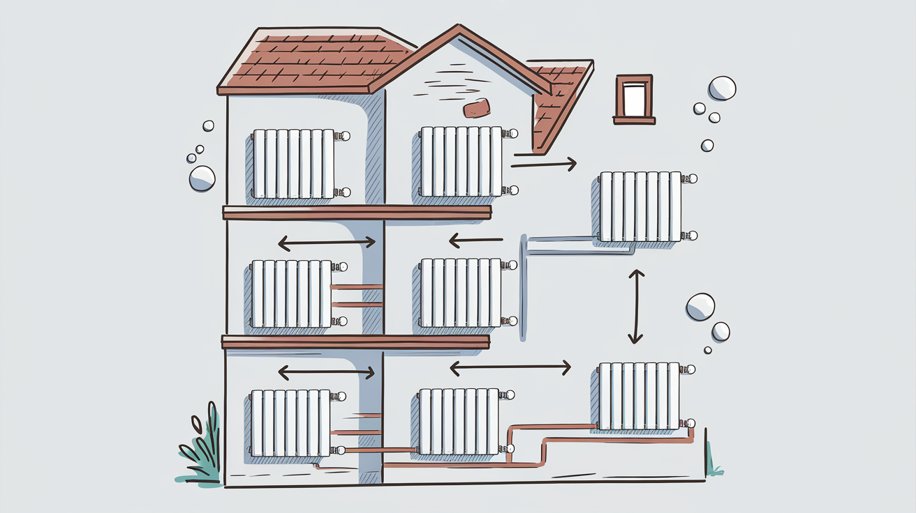 Schéma ordre purge radiateurs maison étage