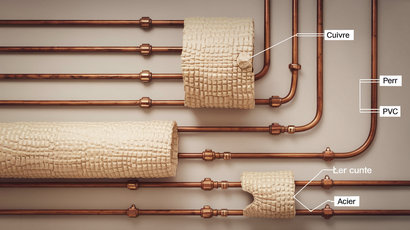 Schéma tailles d'isolant pour divers tuyaux chauffage