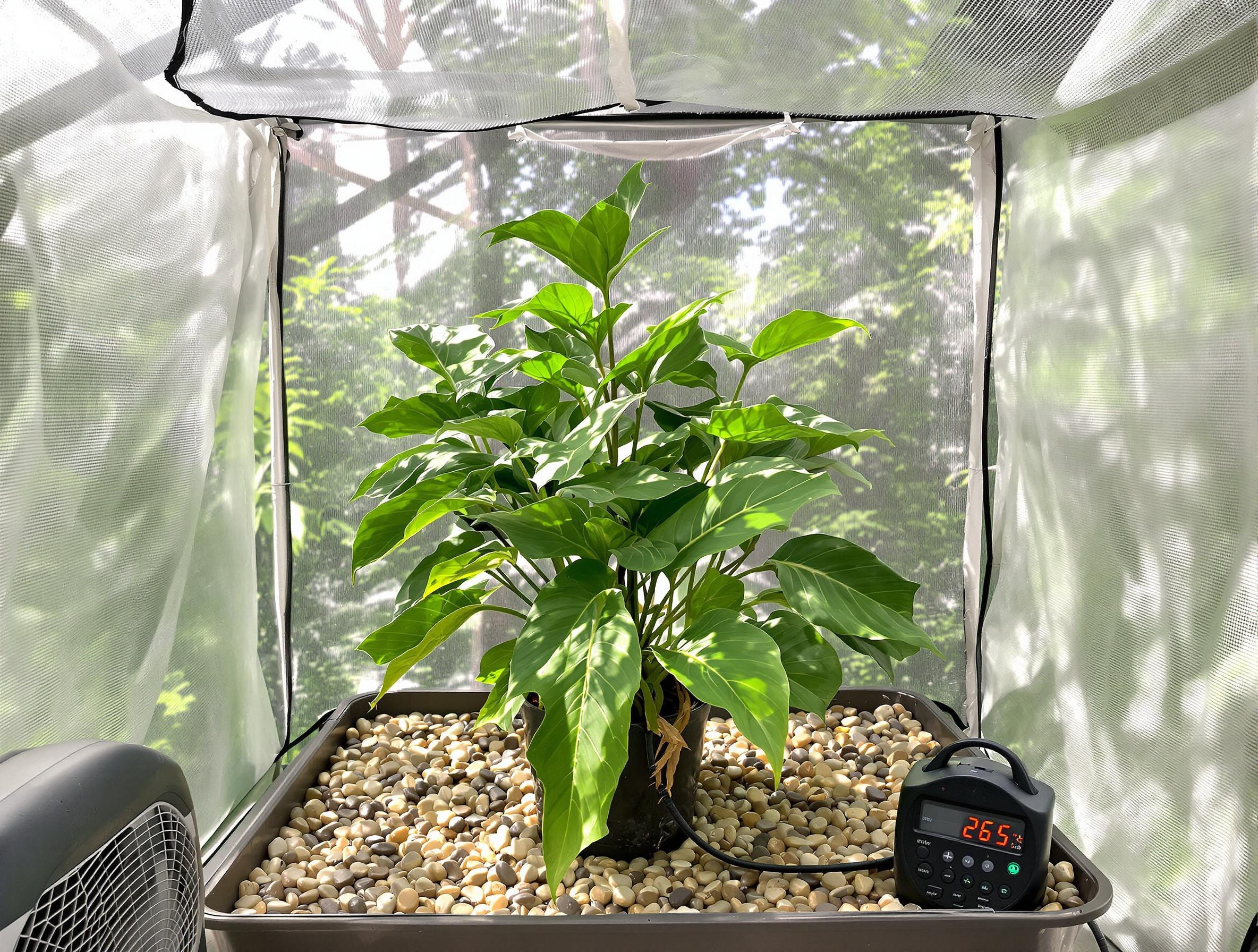 Serre vanillier filet ombrage hygromètre ventilateur