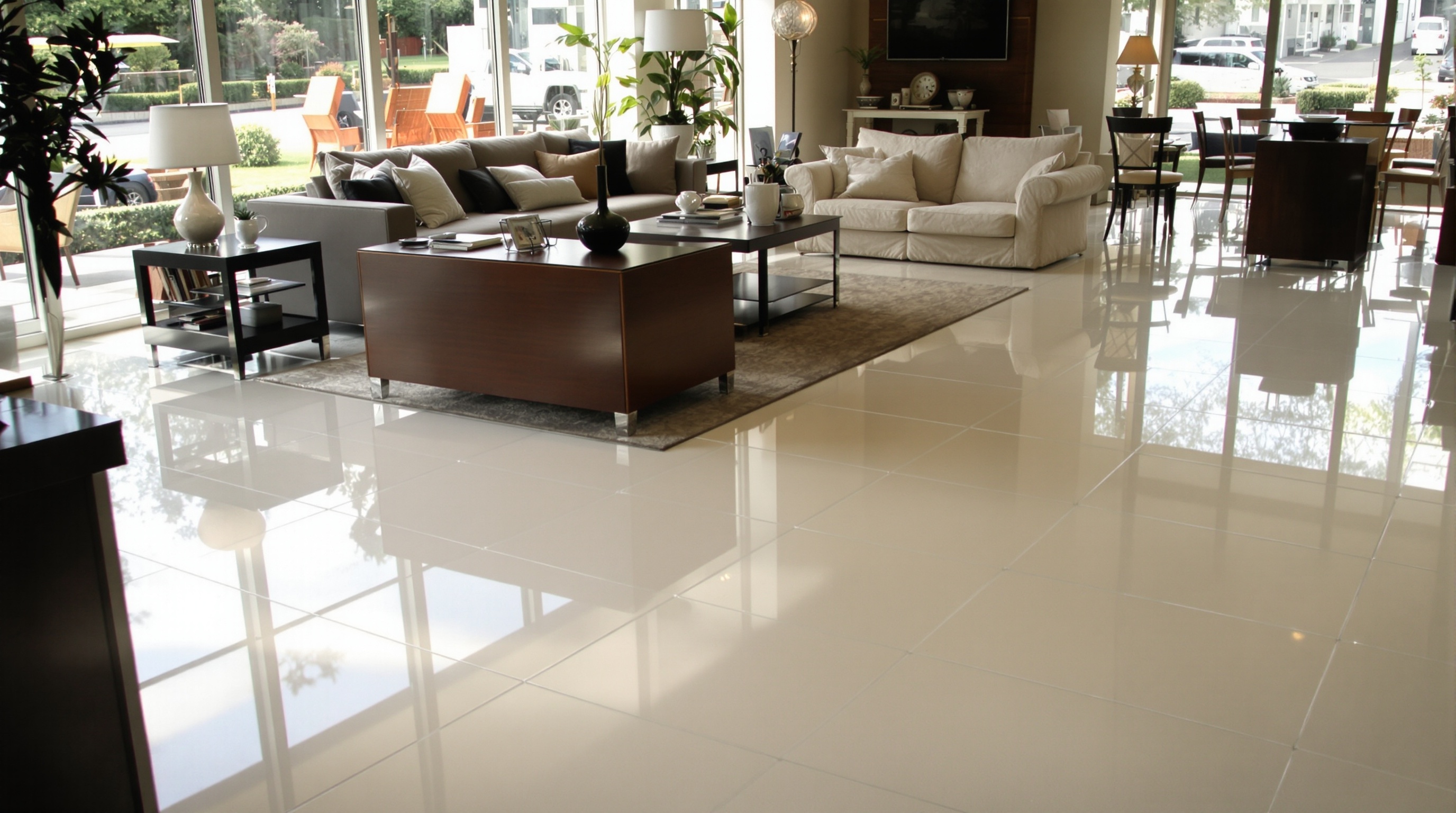 sol salon carrelage repeint moderne usage intensif réussi