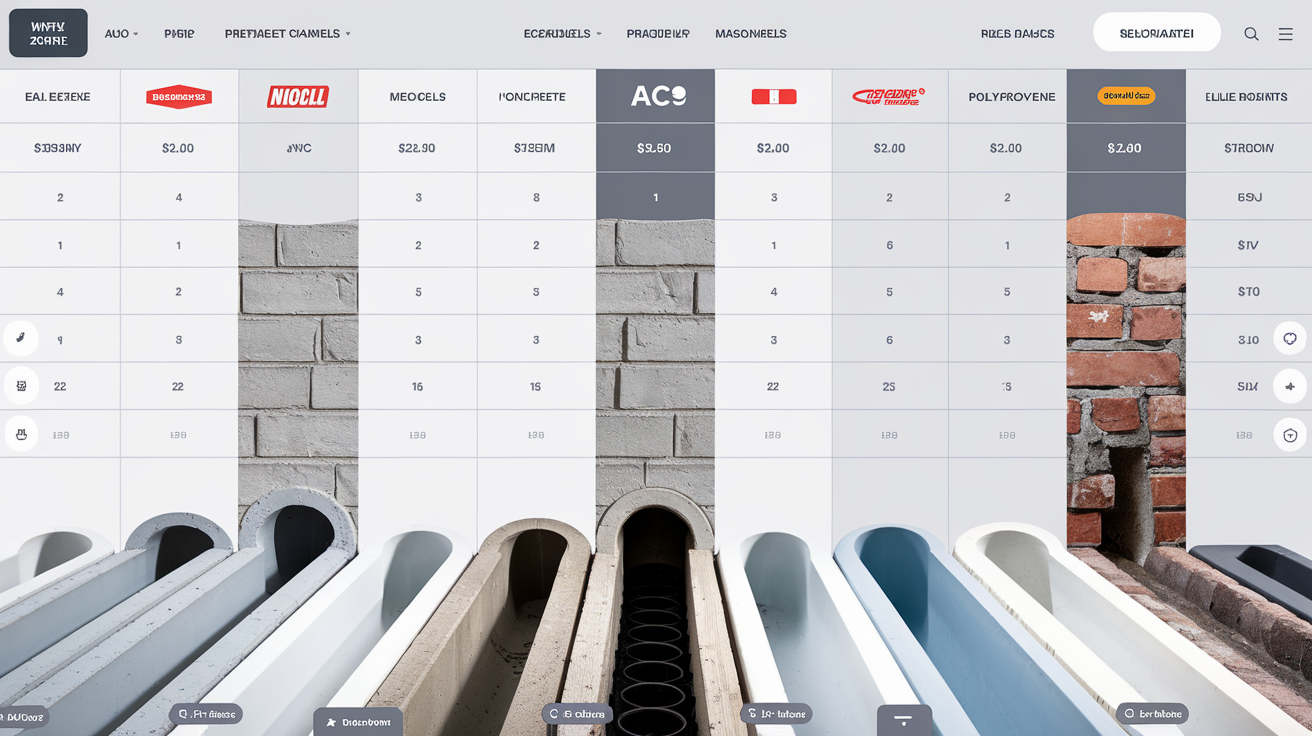 Tableau comparatif prix cour anglaise PVC béton polypropylène maçonnée