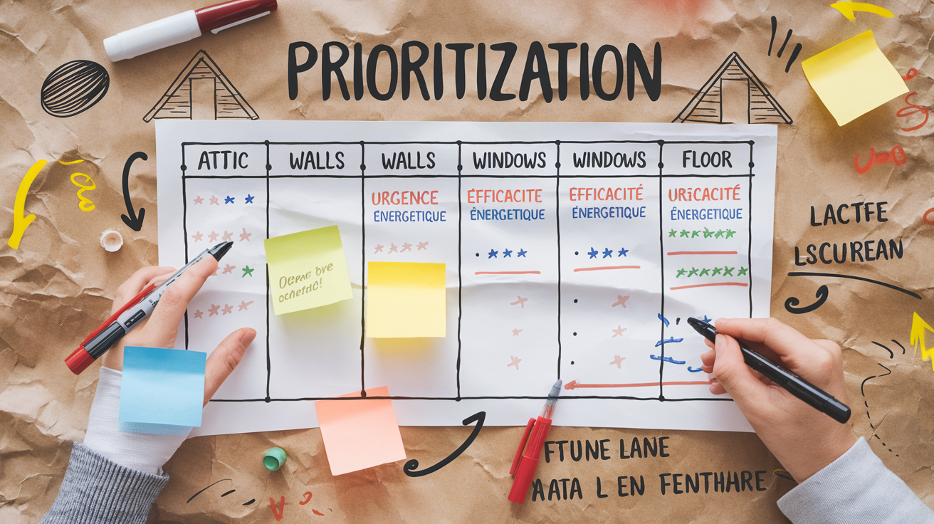Tableau des priorités pour les travaux d'isolation